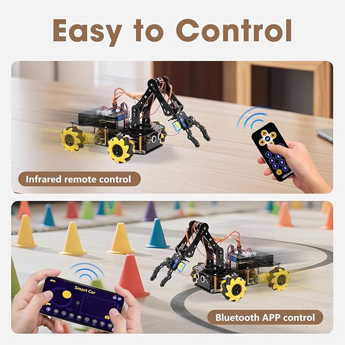 Robotics for Kids Ages 8-12 ACEBOTT Smart Robot Arm Car Kit with 5DOF STEM Toys for Boys Age 8-12 12-16+ ESP32 Arduino/Python/Blockly Coding App &amp Remote Control STEM DIY Gift for Teens &amp
