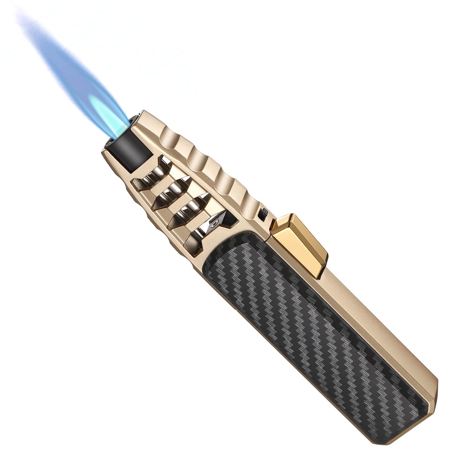 Butane Torch Lighter, Refillable Kitchen Cooking Torch Windproof Adjustable Flame Solar Beam Torch Blow Torch with Safety Lock for Baking Creme Brulee