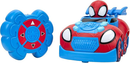 Jazwares Marvel Spidey and His Amazing Friends Web Crawler RC - Remote-Controlled Vehicle - Features Built-in Super Hero with 4 Controller Functions Blue &amp Red