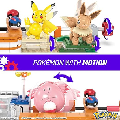 MEGA Pokemon Action Figure Building Toys Forest Pokemon Center with 648 Pieces 4 Poseable Characters Gift Idea for Kids