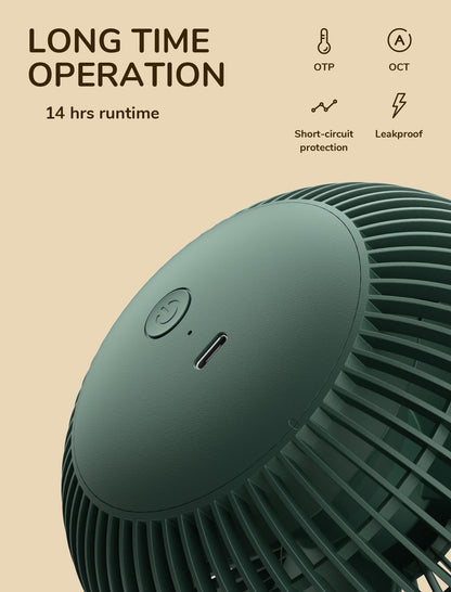 JISULIFE Clip on Baby Stroller Fan, 4000mAh Battery Operated, Portable Personal Small, Quiet & Narrow Slot Design, 4 Speeds, Max 14 Hrs, Ideal for Bed, Desk, Car Seat - Dark Green