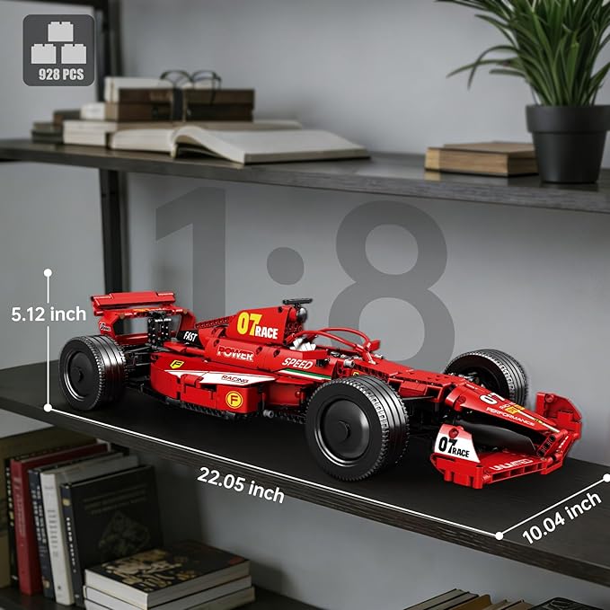 Reobrix F1 Car Model Building Sets 1:8 Scale Race Car Model Kit Collectible Formula 1 Car for Display Creative Gift Ideas for Adult F1 Racing Fans 14+