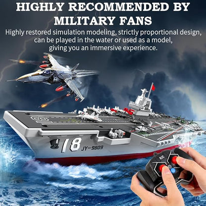 RC Boats for Kids 8-12 16-inch Warship Battleship Aircraft Carrier with 2 Rechargeable Batteries 15mph High Speed Remote Control Military Ship for Pool &amp Lake Exhibits Model Gift for Boys