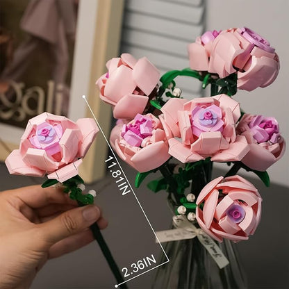 Flowers Building Set for AdultsRoses Gift for Her or Him for ChristmasAnniversaryValentine's DayBotanical CollectionArtificial Flowers Home Decoration 741 pcs