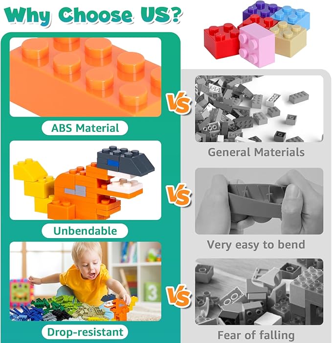 1600 Pieces Building Bricks with 32 Wheel Building Blocks Set Classic Bulk Blocks Set Creative Toy DIY Cars Planes Tanks Compatible with All Major Brands 14 Shape/18 Color