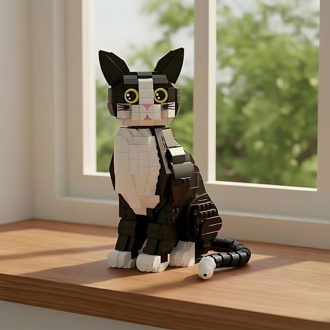 Tuxedo Cat Building Blocks Set Christmas Birthday Gift for Kids for Home Decor Living Room Bedroom