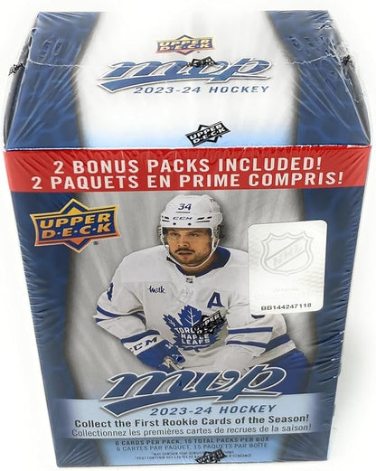Upper Deck 2023-24 MVP Hockey Blaster Box (15 Packs of Hockey Cards)