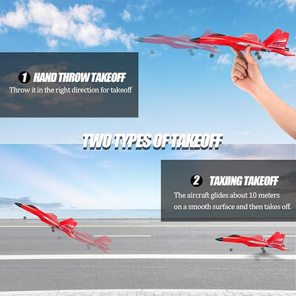RC Planes for Ages 14 Years and upRemote Control Airplanes Toys for Teen2CH Outdoor Foam RC Glider Fighter Jet for Teen and Adults Hobby Red