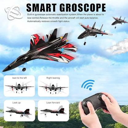 Fremego SU27 RC Plane 2.4GHZ RC Airplane Ready to Fly Remote Control Airplane W/ 2 Batteries &amp 6-axis Gyro Stabilizer 2CH RTF Hobby RC Glider for Beginners Kids Boys Girls Adults