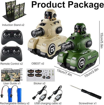 Remote Control Battle Tanks RC Battle Tanks with Infrared System Hobby RC Cars RC Tank that Shoots with HP Station Military Army Toys Christmas Birthday Gifts for 6-12 Year Old Boys Girls 2 Pack