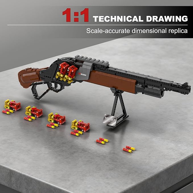 Sosuy Building Block Gun Sets M1887 1:1 DIY Shootable Shotgun Model Guns Toys for Adult Teen Boys Birthday for Men Kids Age 8+ Bricks Collection for Army Fan 1370PCS