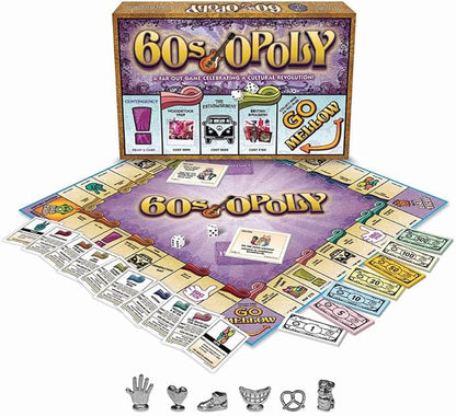 60s-Opoly Board Game - A Fun Property Trading Game Celebrating the Cultural Decade! - for 2 to 6 Players Ages 8 and up