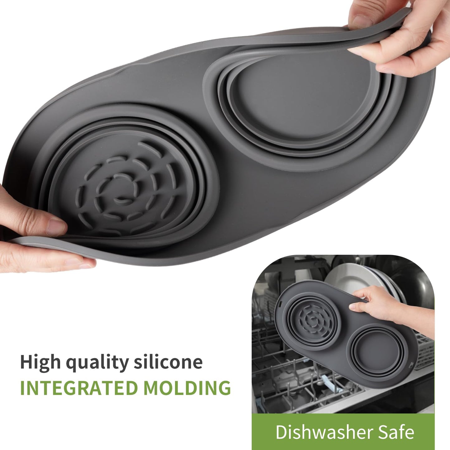 Puppy Dog Bowl,Travel Bowls Dog Food Bowls&Dog Water Bowls,No Spills,Collapsible Double Bowl,Suitable for Small and Medium Sized Dogs(Dark Grey)