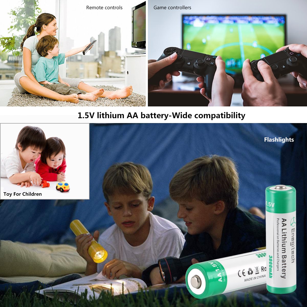 Enegitech AA Lithium Battery, Double A Lithium Battery 1.5V for Blink Outdoor 4 Camera, Smart Lock, Trail Camera, Flashlight Non-Rechargeable (AA 12 Pack)