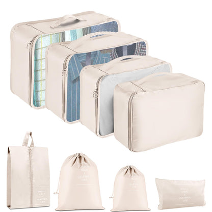 YEEYAA Packing Cubes for Travel - 8 Set Luggage Organizer Bags for Family, Mesh Breathable Travel Packing Cubes for Suitcases Durable Travel Essentials Bags Set