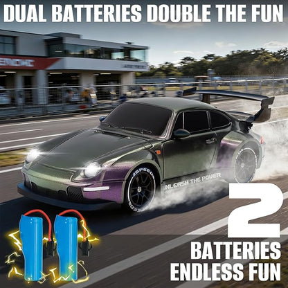 RC Drift Car1:24 Scale Remote Control Car 2.4GHz 20KM/H 4WD High Speed RC Cars for Kids with LED Light Two BatteriesDrifting TiresRacing Vehicle Toy for Adults Boys Girls Purple