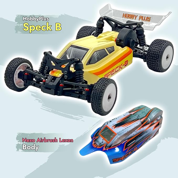 HOBBYPLUS Combo Speck B 1/24 2WD Buggy Mini RC Car w RADIANZ Hobby Plus Speck-B Nexo Airbrush Lexan Body - RTR RC Buggy Fast Mini Racing Buggy