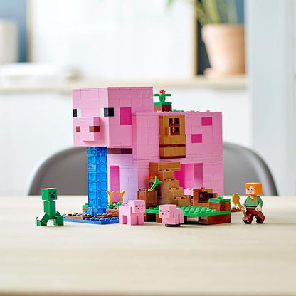 LEGO Minecraft The Pig House 21170 with Alex Creeper and 2 Pig Figures Animal Building Toy Great Gift for Kids Boys &amp Girls Ages 8+