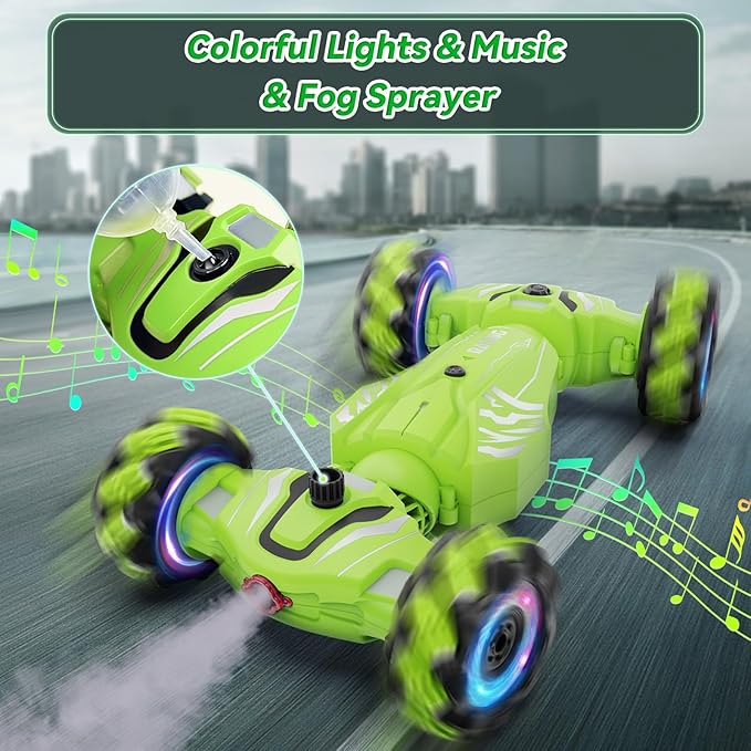 Dysaim Gesture RC Car Birthday Gifts Toys for Boys 6-12 Year Old 4WD Remote Control Car 360° Rotate Transform Drift RC Stunt Cars with Lights Music Sprayer 2.4Ghz Hand Controlled