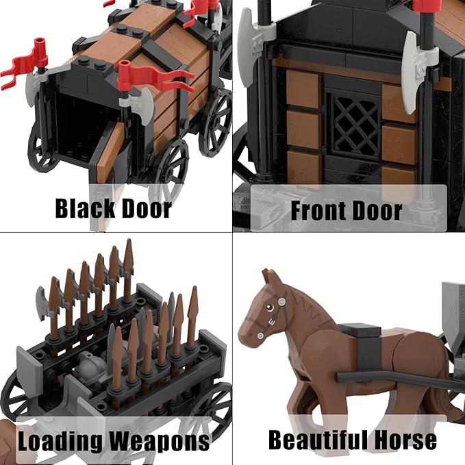 Medieval Ancient Castle Carriage Building BlocksAncient Military Weapons Chariot Building BricksMedieval Castle Building SetMOC Medieval Castle Accessories Building Blocks