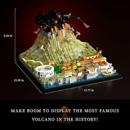 Architecture The Ancient City of Pompeii in Rome Building kit Mount Vesuvius Collectible Display Set 2539 Pcs for Adults Compatible with Lego (2539 Pieces)