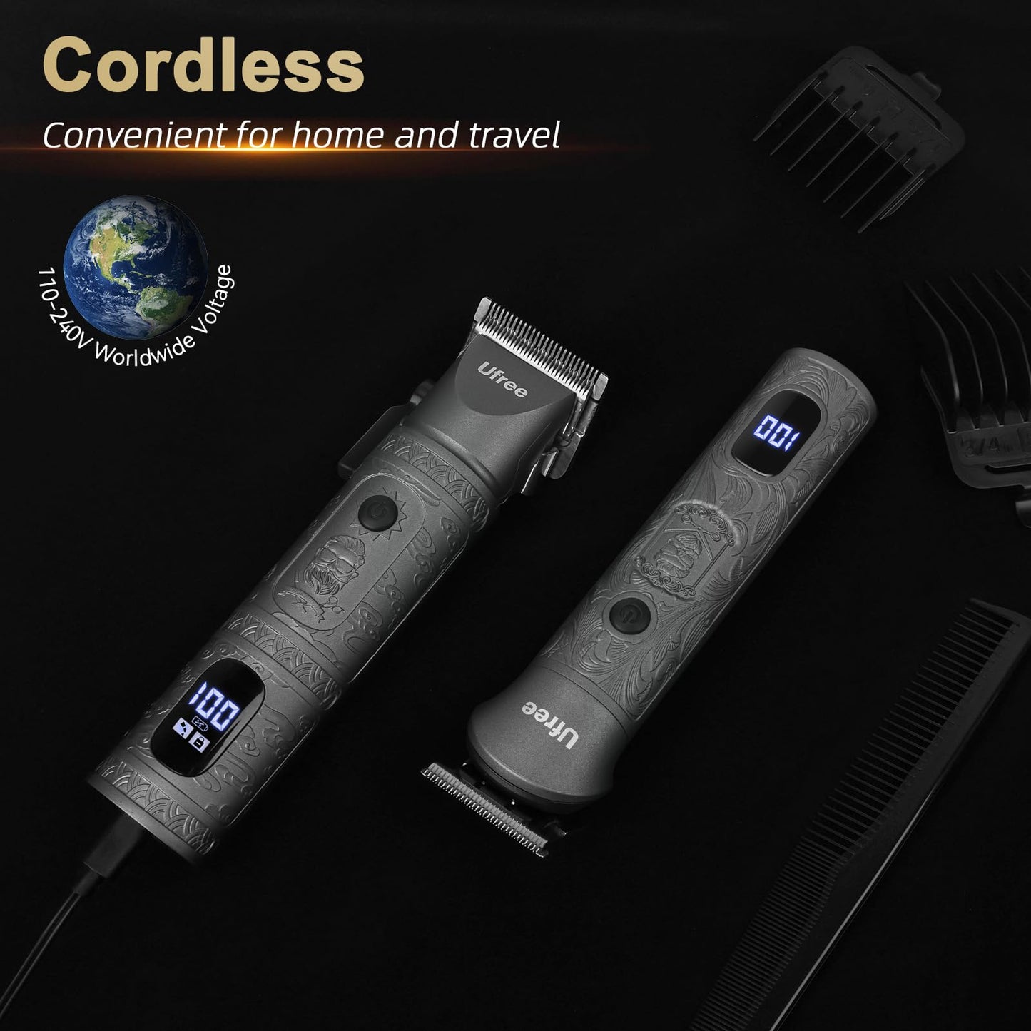Ufree Beard Trimmer for Men Professional with Hair Clippers, Barber Clippers and Trimmers Set, Electric Razor Shavers for Men, Cordless Mens Grooming Kit for Nose, Ear, Face, Hair, Gifts