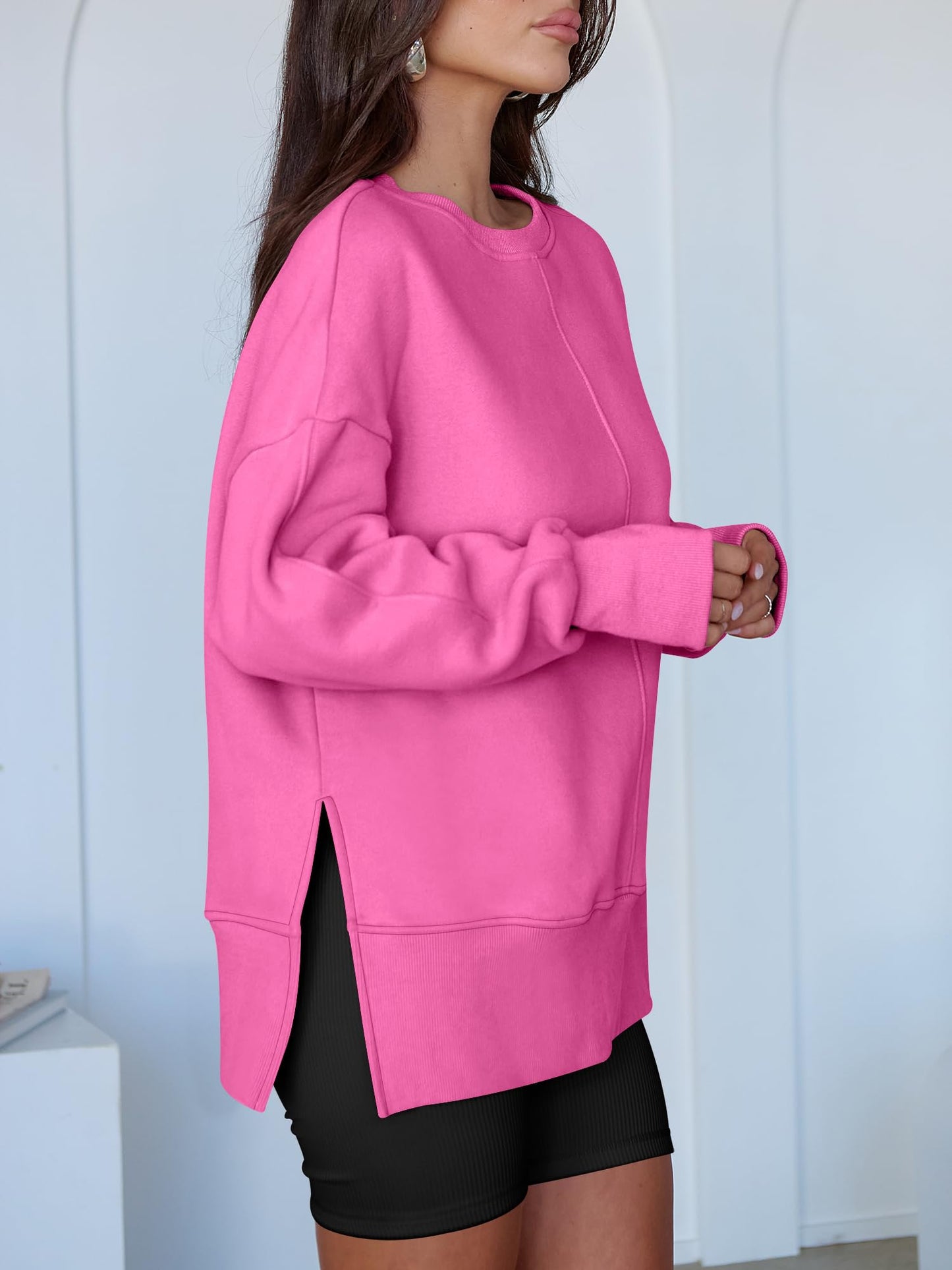 ANRABESS Women Oversized Sweatshirts Thumbhole Long Sleeve Hoodies Shirts 2025 Fall Side Slit Pullover Top Teen Y2k Outfits