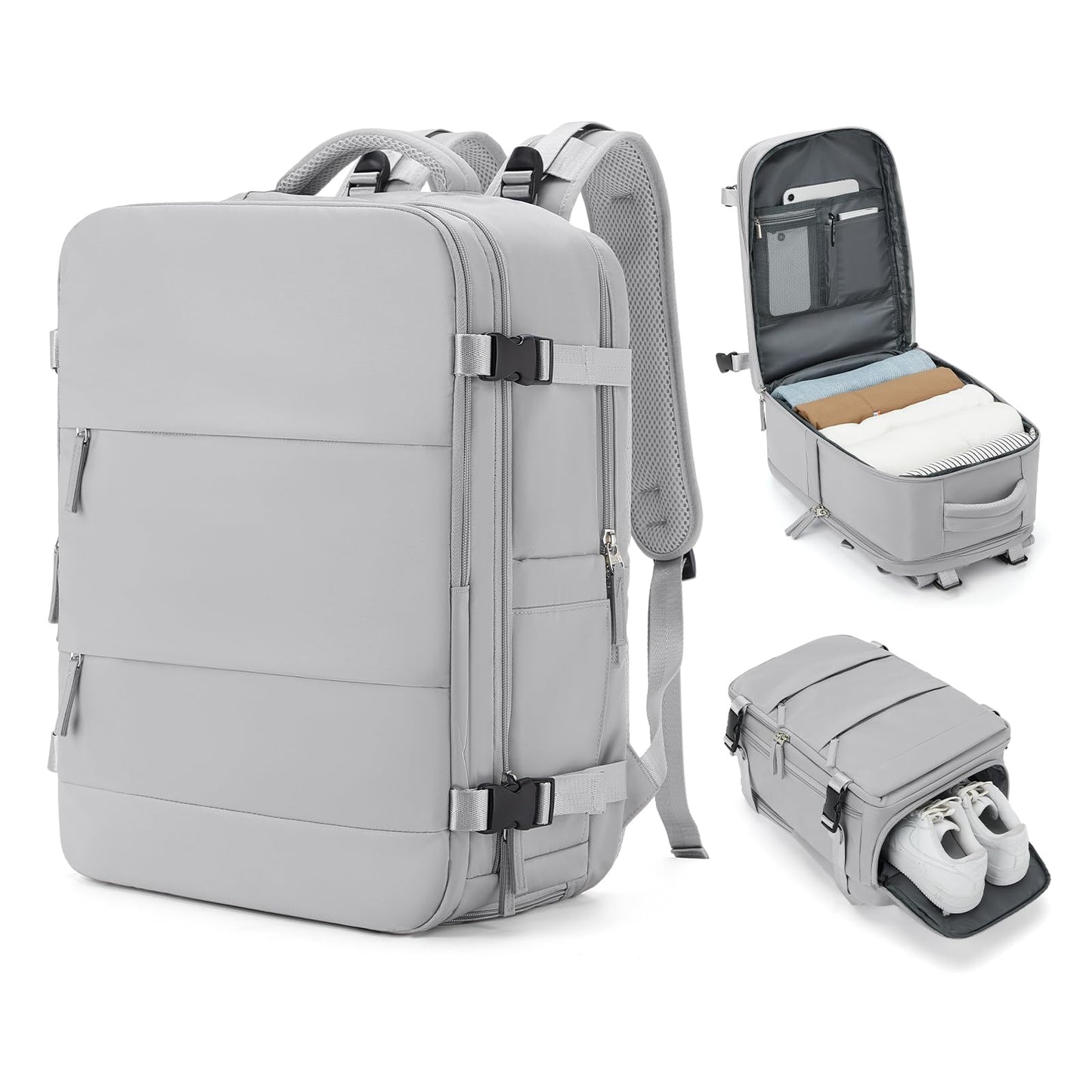 coowoz Travel Backpack Carry On for Women Man Gym Backpacks with Laptop Compartment Mochila de Viaje Teacher Personal Item Backpack Airplane Accessories Must Haves Grey Small