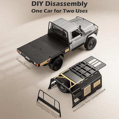 1/12 Scale RC Crawler MN-82S Remote Control Car 2.4GHz 4WD Off Road Rock Crawler Vehicle with Lights DIY Land Cruiser Pickup Truck Toy for Adults
