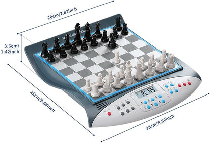 Talking Chess Master Electronic Chess Set - Electronic Chess Board with Voice Teaching System - Kids Learning Trainer - 32 Levels 2000 ELO Computer Chess Game with Sensor Chess Board Magnetic Pieces