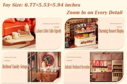 Cat Living Room DIY Miniature House Building Toy Dollhouse Set with LED Creator Playset Suitable for Mini Figures Construction Toys Diorama Kit Gifts for Adults