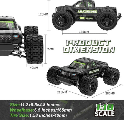 JT18W 1/18 Scale Fast RC Cars for Adults High Speed 35KMH 4WD with 2.4 GHzHobby RC Trucks Monster Remote Control Truck Off RoadAll Terrain RTR Remote Control Car with 2 Bettery