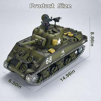Henglong 1:16 US M4A3 Sherman RC Main Battle Tank 2.4Ghz Remote Control Metal Tank for Adults Model Toy (Professional Version)