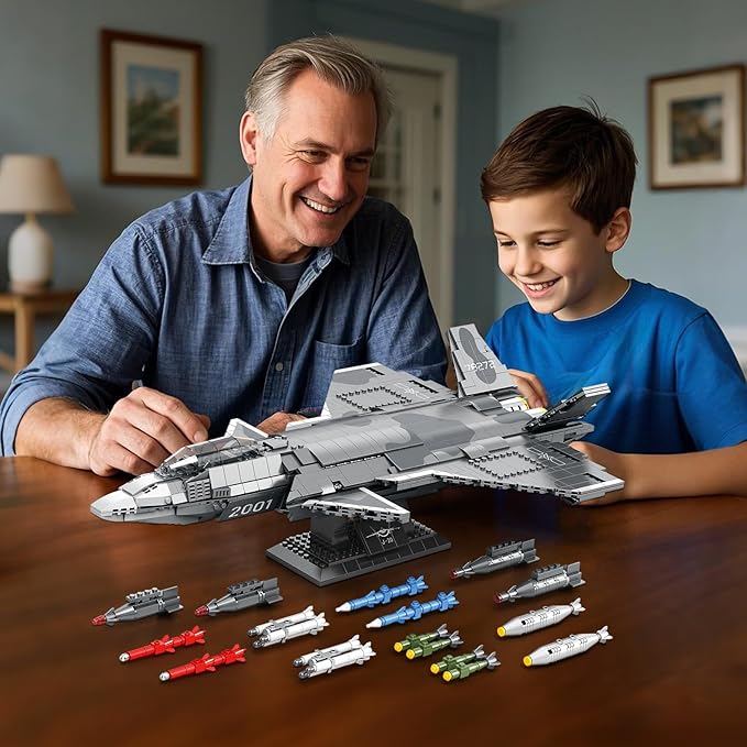 Reobrix Military Fighter Building Block Sets 33025 J-20 Stealth Fighter Airplane Model Kit Technical Military Plane Model for Adult Aircraft Building Toys Cool Decor Ideal Gifts for Adults