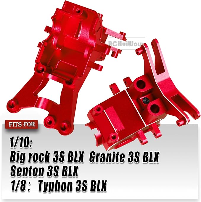 RC Composite Front Rear Upper Gearbox Covers and Shock Tower Upgrades for 1/10 Big Rock 3S BLXGranite/Senton 3S BLXGranite/Senton Mega5501/8 Typhon 3S BLXTyphon Mega550Red