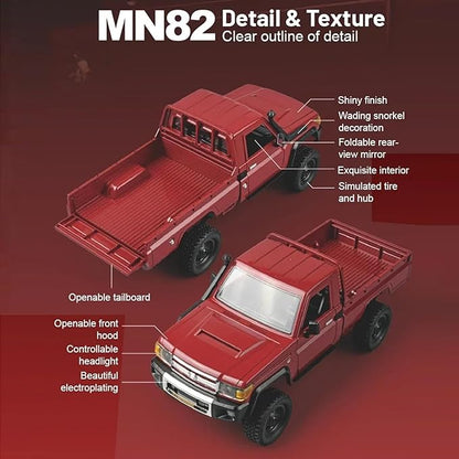 1:12 Scale Trucks MN82 RC Rock Crawler 2.4Ghz Toyota Remote Control Truck 4WD 2 Speeds Switch RC Crawler Off-Road Pick-up Equipped with 2 Rechargeable Batteries (Red)