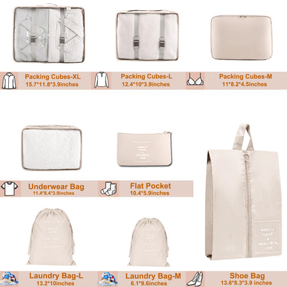YEEYAA Packing Cubes for Travel - 8 Set Luggage Organizer Bags for Family, Mesh Breathable Travel Packing Cubes for Suitcases Durable Travel Essentials Bags Set