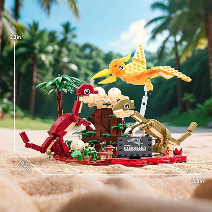 Dinosaur World Building Block SetPterosaur Dinosaur Park Sets for Boy 8-12Pterosaur and Volcano Scene Building SetsHome or Office Décor Sets for Boys 8-14(559pcs)