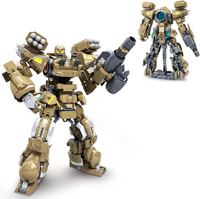 Mech Robot Transforming Building Blocks Set for Adults Brown City Protector Mecha Model Action Figures Cool Creative Robots STEM Toys Gift for Teens Boys 581 Pieces