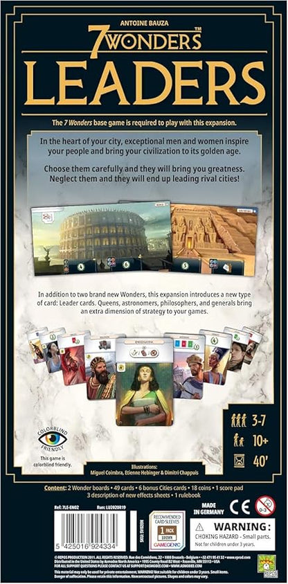 Asmodee 7 Wonders Leaders Board Game EXPANSION - Unleash the Power of Exceptional Leaders Civilization Strategy Game for Kids and Adults Ages 10+ 3-7 Players 40 Min Playtime