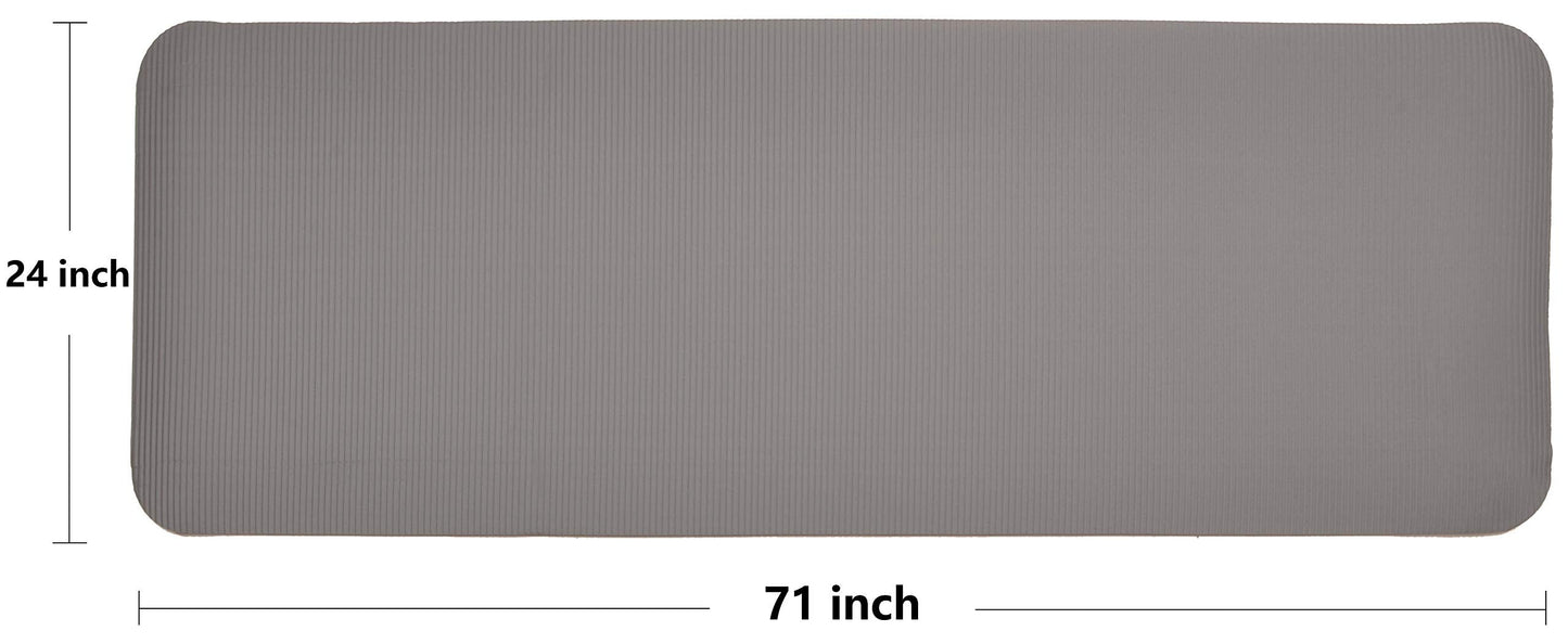 Fitvids All Purpose 1/2-Inch Extra Thick High Density Anti-Tear Exercise Yoga Mat and Knee Pad with Carrying Strap, Gray