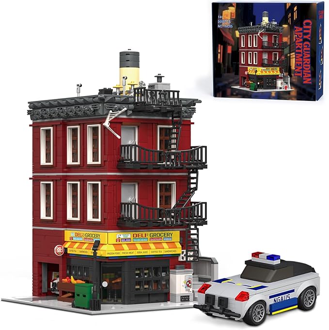 Spider Final vs. Building Set for Adults - MOC Heroes Peter &amp Friends' Apartment House Modular Building with Police Car Deli Grocery for Architecture Collectors Movie Fans Gift (3559 Pcs)