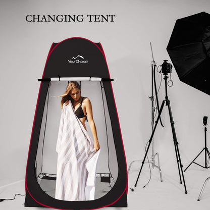 Your Choice XL Pop Up Privacy Shower Tent - Portable Changing Tent for Camping, Beach & Poolside - 82.6" Tall Double Storage Pockets & Carry Bag - Black