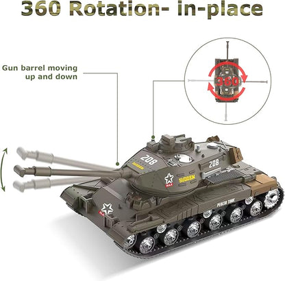 ele ELEOPTION Remote Control RC Tank with Rotating Turret and Sound Tank Toy Gift for Kids Boys Girls 3 4 5 6 7 8 Years Army Tanks Military Toys