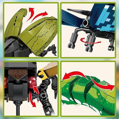 Lynda Insect Building Blocks Insect Set Butterfly Insect Block Toys for Kids Educational DIY Construction Toys with Butterfly Cicada Caterpillar Flowers Compatible with Major Brands
