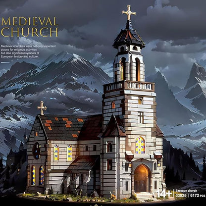 Medieval Cathedral Architecture Building Blocks Set MOC Castle Series Modular Church Model Collectible Display Creative Ornament for Adults and Teens (6172PCS)