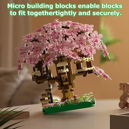 Beego 2 Bonsai Tree Cherry Blossom Building Toy Not Compatible with Lego Japanese Sakura Pink&ampPurple Flower House Building Micro Bricks Tree House Botanical Collection for Adults Teen (2201 PCS