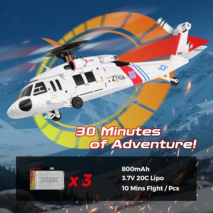 CKYSCHN UH60L Black Hawk RC Helicopter Brushless 4CH WLtoys K270 Remote Control Helicopter with Optical Flow Positioning for Adults 2.4G RC Aircraft 3 Batteries