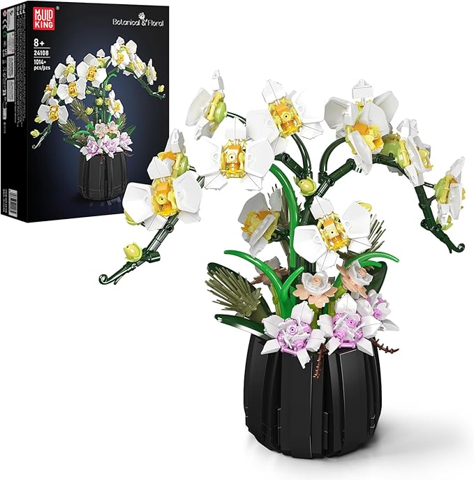 Mould King 24108 Botanicals Orchid Building Set - Realistic Artificial Plant Set for Adults Home Office Decor with Lifelike Orchid Pot Design (1014 PCS)