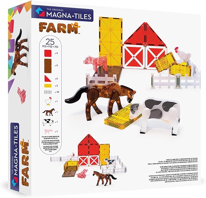 MAGNA-TILES Farm Animals 25-Piece Magnetic Construction Set The ORIGINAL Magnetic Building Brand